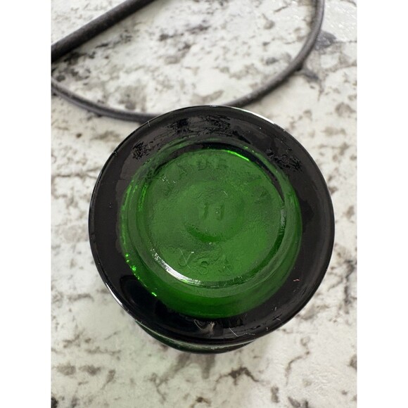 Vtg.Cast Iron Heart Mosser Green Glass Votive/Planters Candelabra Made In USA - Picture 6 of 11